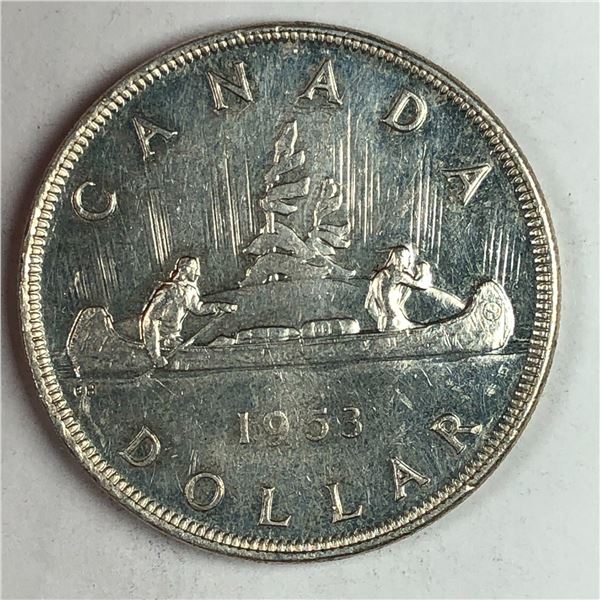 1953 Queen Elizabeth II Canadian Silver Dollar NSS