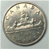 Image 1 : 1957 Queen Elizabeth II Canadian Silver Dollar THIN WATER LINES