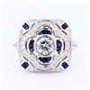 Image 1 : 1.02 ctw Diamond and 1.37 ctw Blue Sapphire Platinum Ring (1.59 ctw Diamonds)