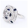 Image 2 : 1.02 ctw Diamond and 1.37 ctw Blue Sapphire Platinum Ring (1.59 ctw Diamonds)