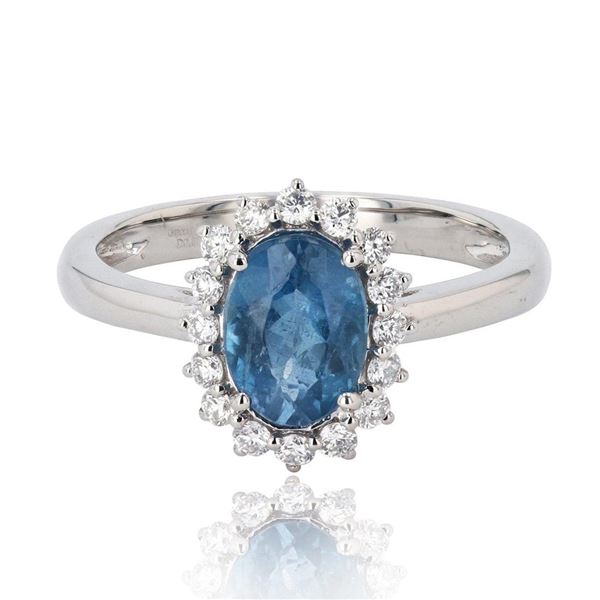 1.07 ctw Aquamarine and 0.30 ctw Diamond Platinum Ring