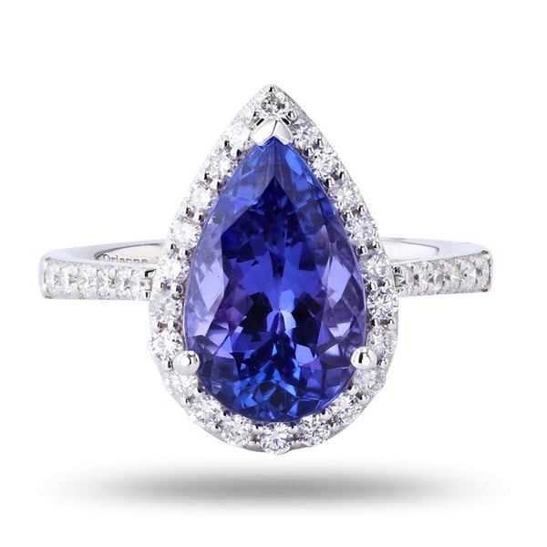 3.75 ctw Tanzanite and 0.45 ctw Diamond 18K White Gold Ring