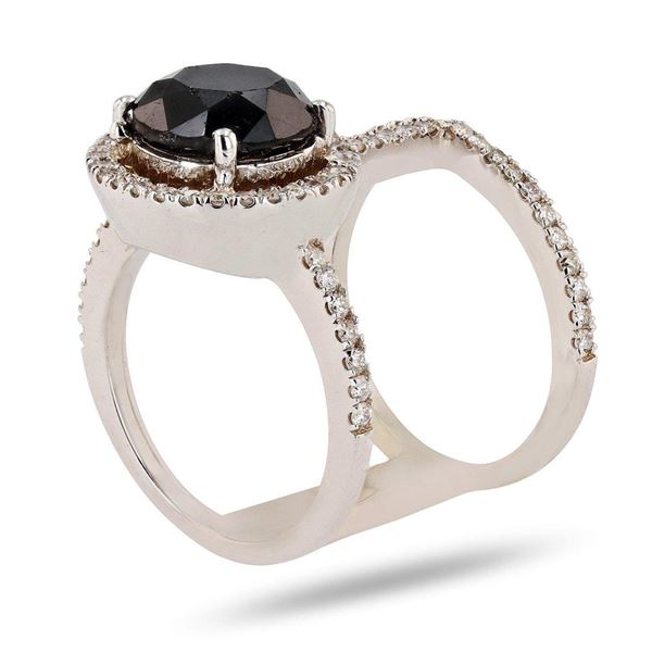 3.92 ctw Black Diamond 14K White Gold Ring (4.56 ctw Diamonds)