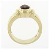 Image 7 : 14K Yellow Gold 1.30 ctw Bezel Set Oval Garnet Solitaire Grooved Wide Band Ring