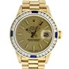 Image 1 : Rolex Ladies 18K Yellow Gold Sapphire And Champagne Index President Wristwatch 2