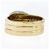 Image 7 : Vintage Mens 14K TT Gold .30 ctw Diamond Wrap Textured Triple Cable Wide Band Ri