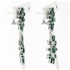 Image 3 : 18k White Gold 8.28 ctw Emerald & Diamond Spray Snowflake Drop Dangle Earrings