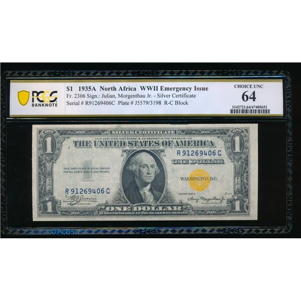 1935A $1 North Africa Silver Certificate PCGS 64