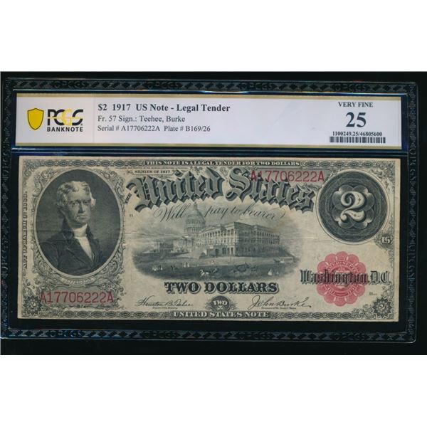 1917 $2 Legal Tender Note PCGS 25