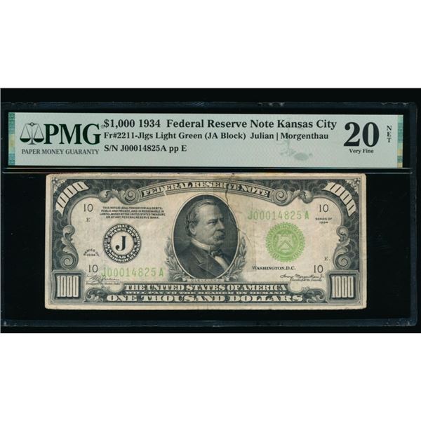 1934 $1000 Kansas City FRN PMG 20NET