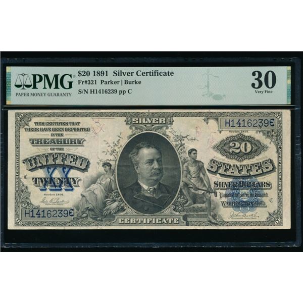 1891 $20 Silver Certificate PMG 30