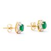 Image 2 : Plated 18KT Yellow Gold 1.52ctw Green Agate and Diamond Earrings
