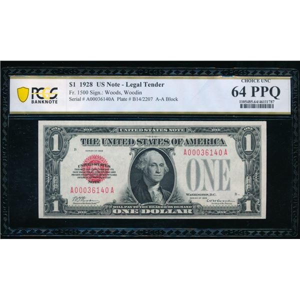 1928 $1 Legal Tender Note PCGS 64PPQ