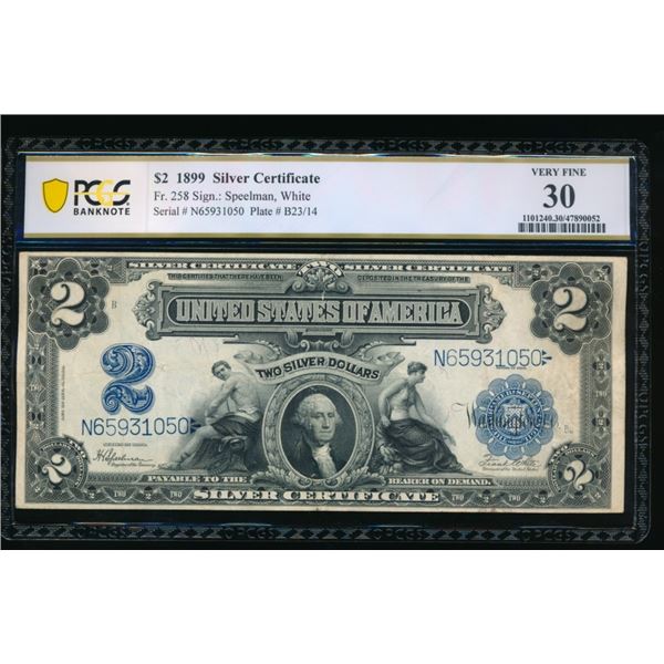 1899 $2 Mini Porthole Silver Certificate PCGS 30