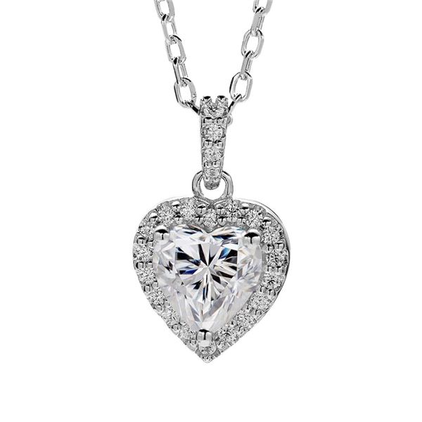 Sparkling 1ct VVS1 White G-H Fire Heart Moissanite Pendant