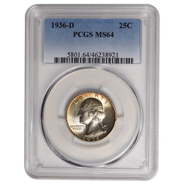 1936-D Washington Quarter PCGS MS64