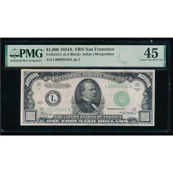 1934A $1000 San Francisco FRN PMG 45