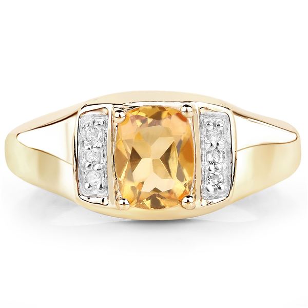 Plated 14KT Yellow Gold 1.30ct Citrine and White Topaz Ring