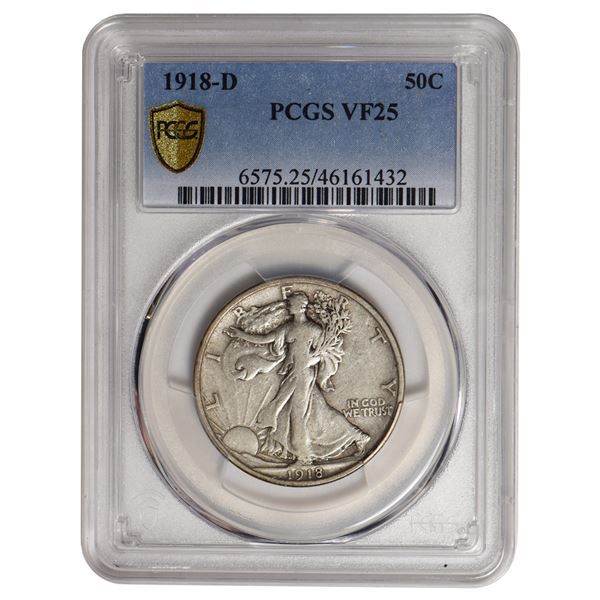 1918-D Walking Liberty Half Dollar PCGS VF25