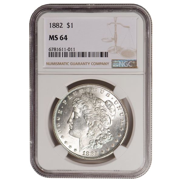 1882 $1 Morgan Silver Dollar NGC MS64