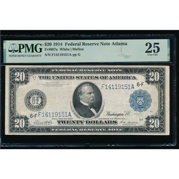 1914 $20 Atlanta FRN PMG 25