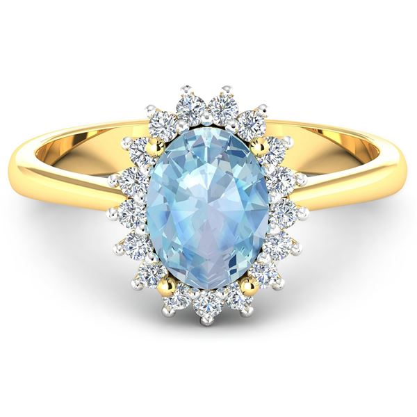 14KT Yellow Gold 1.28ctw Aquamarine and Diamond Ring