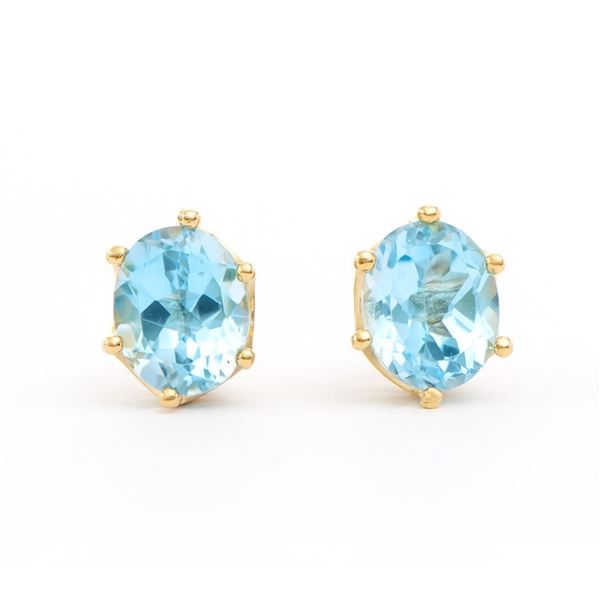 Plated 18KT Yellow Gold 5.50ctw Blue Topaz Earrings