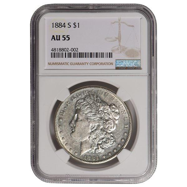 1884-S $1 Morgan Silver Dollar NGC AU55