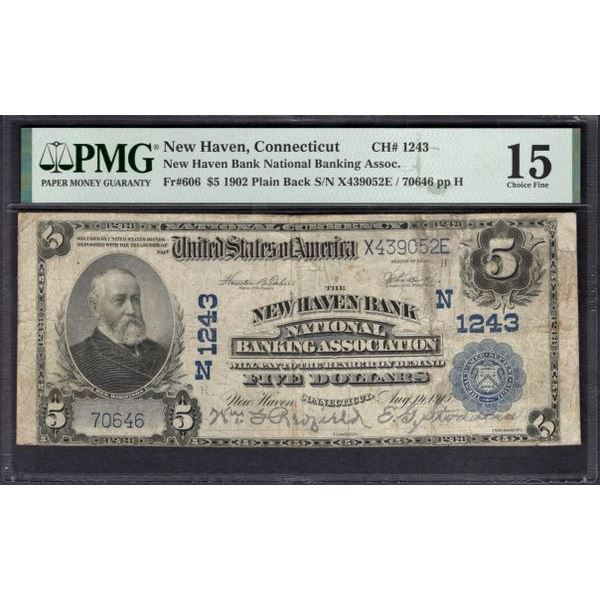 1902 $5 New Haven CT National PMG 15