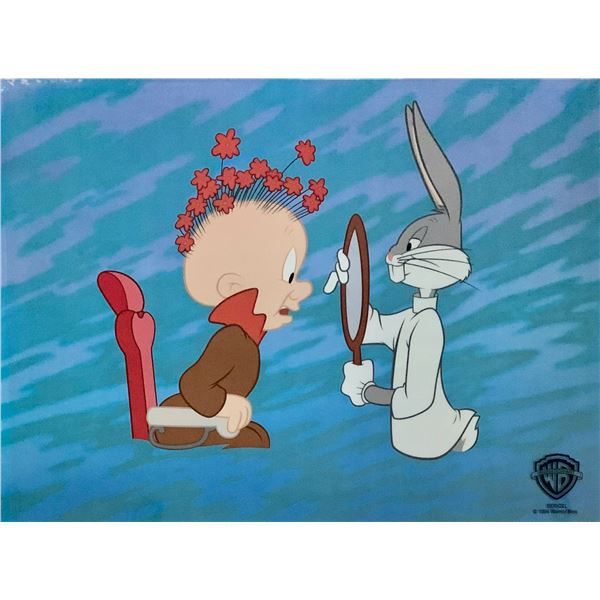 Rare Collectible Bugs Bunny Elmer Fudd Barber Of Seville Sericel Animation Art Cel