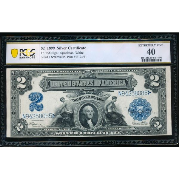 1899 $2 Mini Porthole Silver Certificate PCGS 40