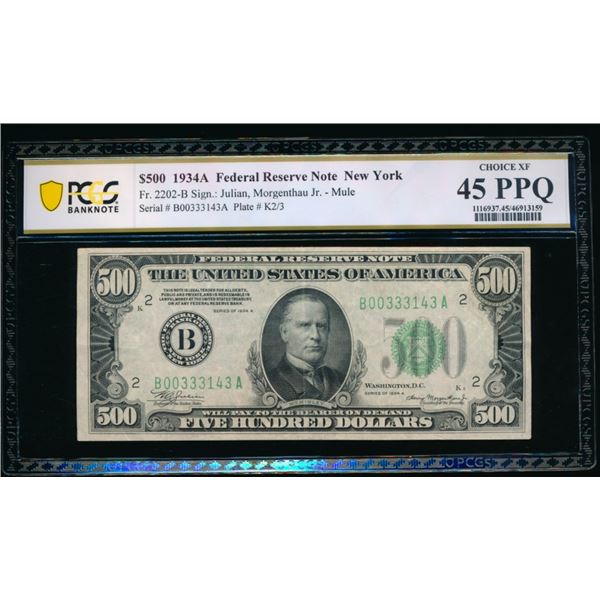 1934A $500 New York FRN PCGS 45PPQ