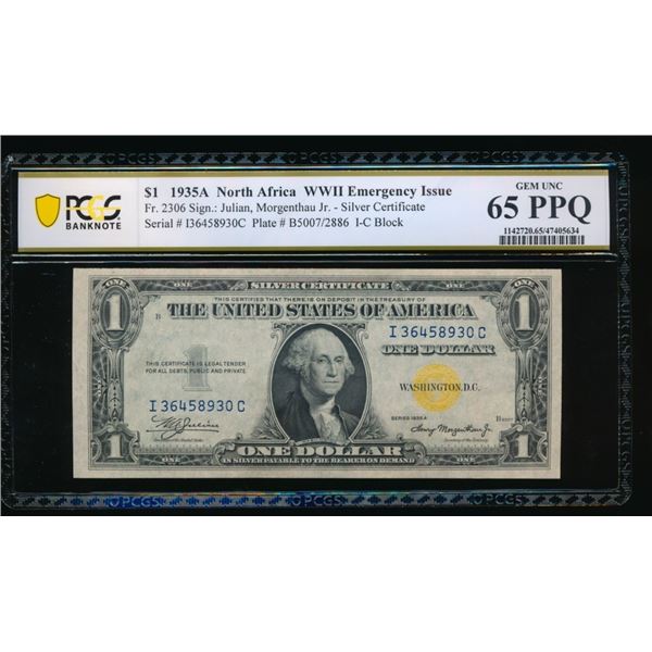 1935A $1 North Africa Silver Certificate PCGS 65PPQ