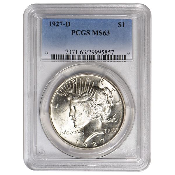 1927-D $1 Peace Silver Dollar PCGS MS63