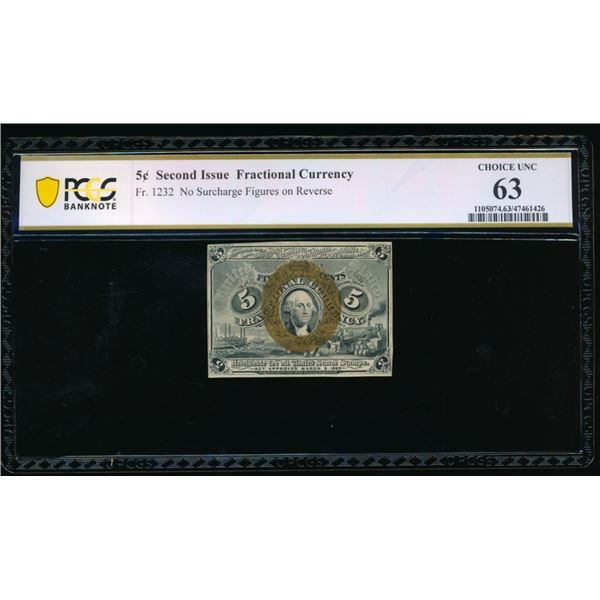 5 Cent Second Issue Fractional Note PCGS 63