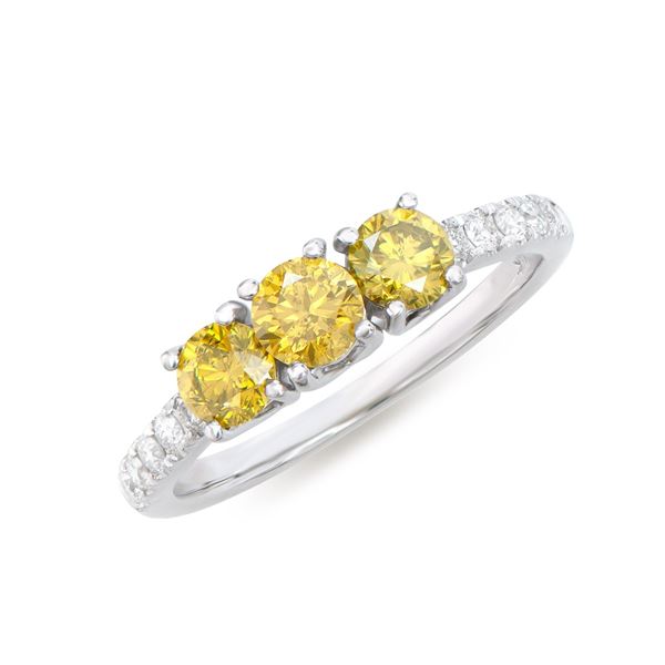 14KT White Gold 1.28ctw Yellow Diamond Ring