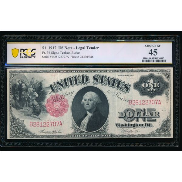 1917 $1 Legal Tender Note PCGS 45