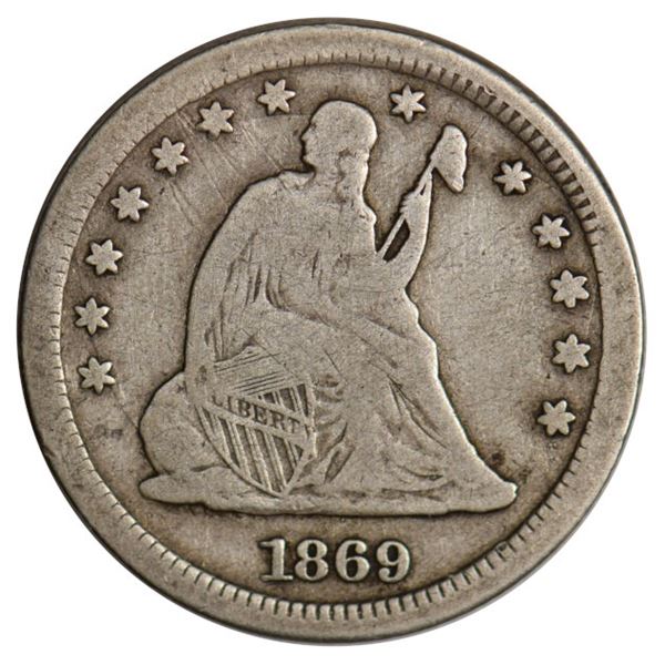 1869-S Seated Liberty Quarter Coin