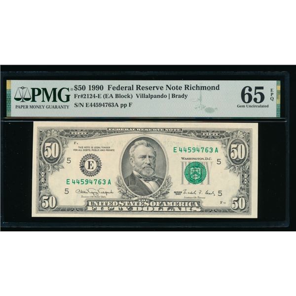 1990 $50 Richmond FRN PMG 65EPQ