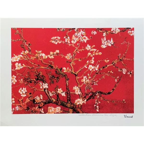 Van Gogh Red Almond Blossoms Estate Signed Reproduction Giclee