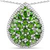 Image 2 : Plated Rhodium 4.65ctw Chrome Diopside Pendant with Chain