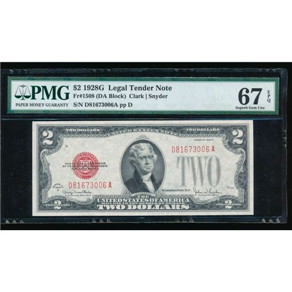 1928G $2 Legal Tender Note PMG 67EPQ