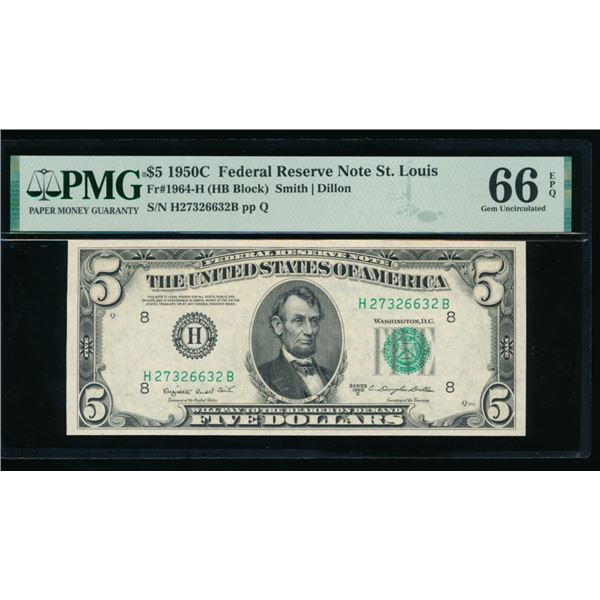 1950C $5 St Louis FRN PMG 66EPQ