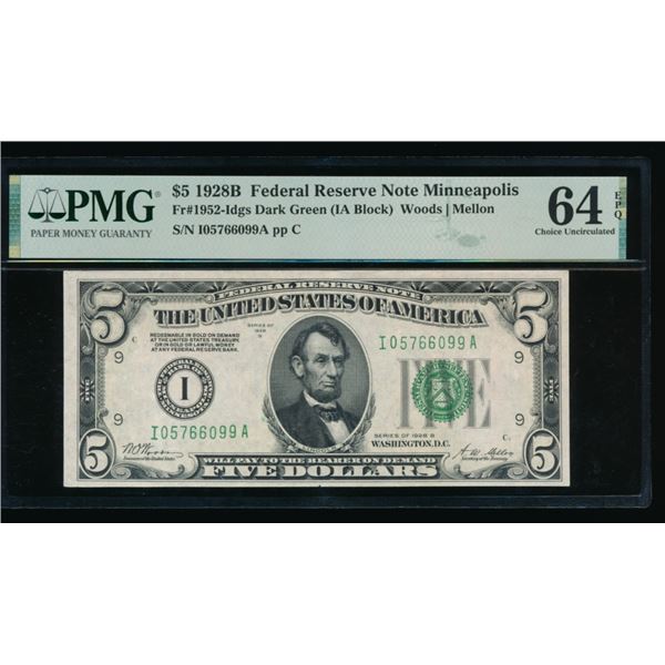 1928B $5 Minneapolis FRN PMG 64EPQ