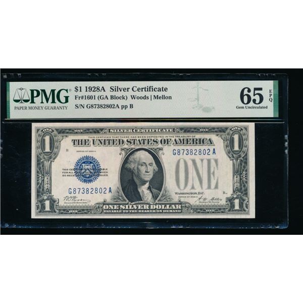 1928A $1 Silver Certificate PMG 65EPQ