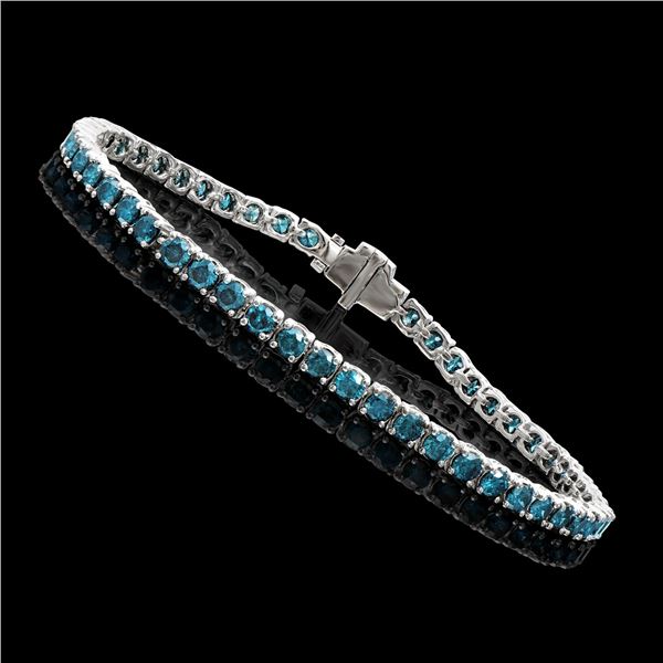 14KT White Gold 5.75ctw Blue Diamond Bracelet