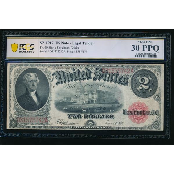 1917 $2 Legal Tender Note PCGS 30PPQ