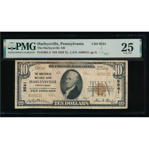 1929 $10 Harleysville PA National PMG 25