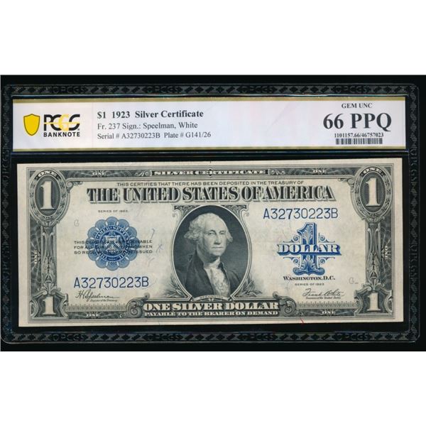 1923 $1 Silver Certificate PCGS 66PPQ