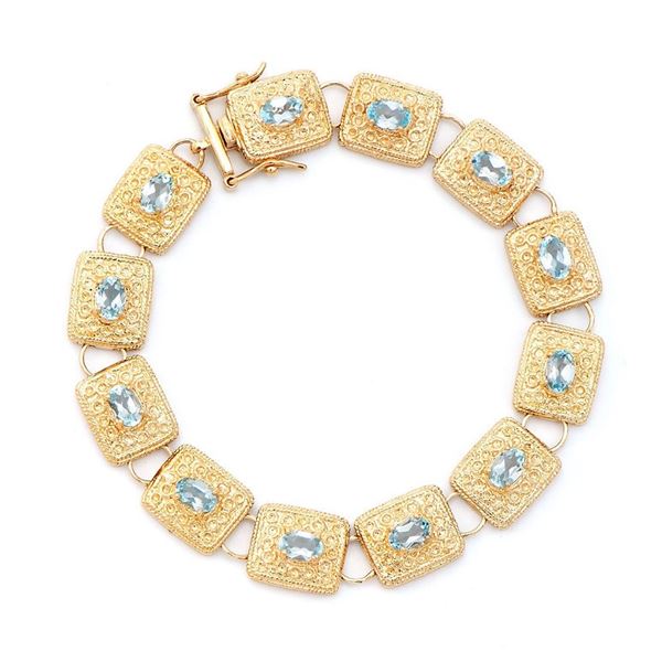 Plated 18KT Yellow Gold 6.55cts Blue Topaz Bracelet